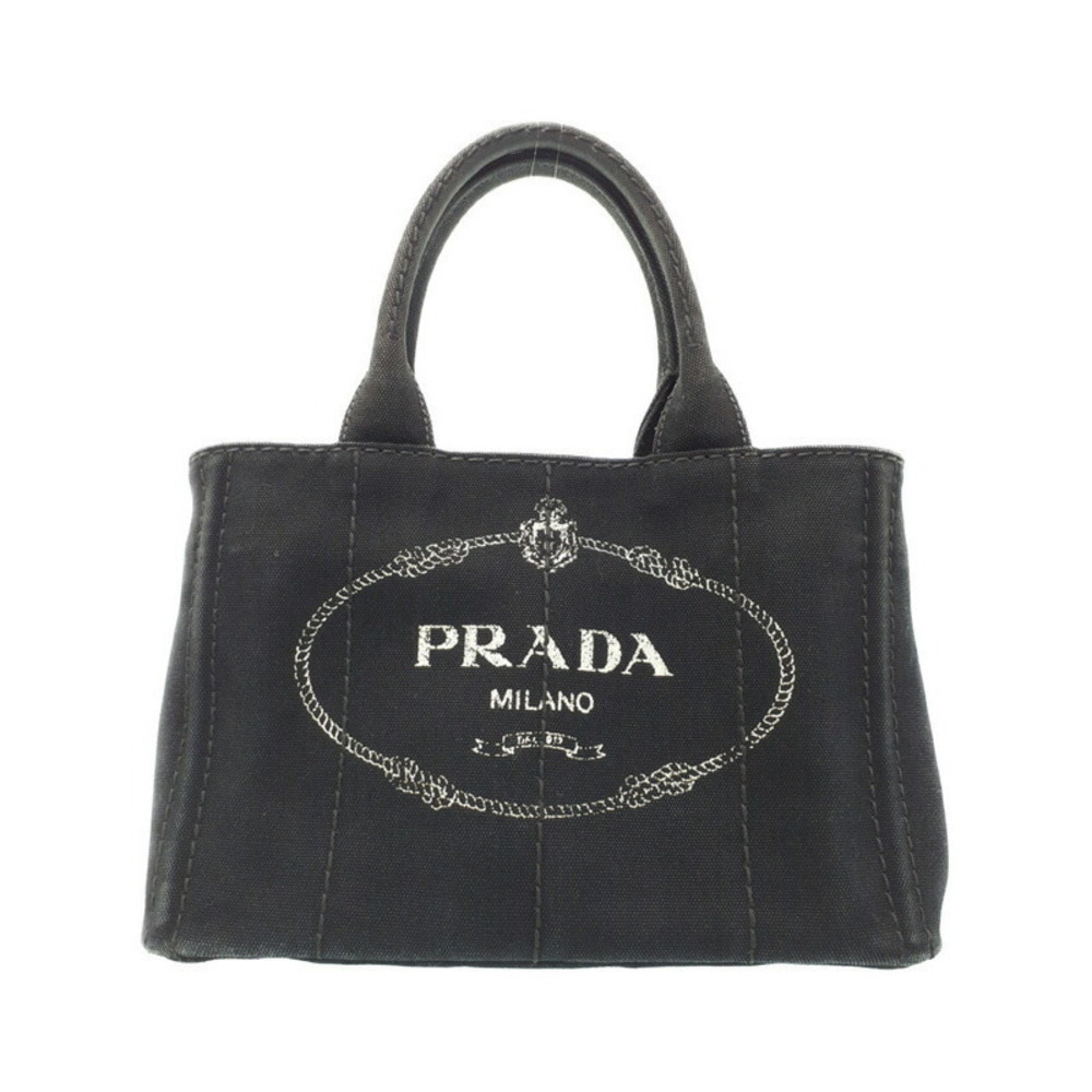 Prada Canapa Convertible 2way Tote Shoulder Bag Canvas Black
